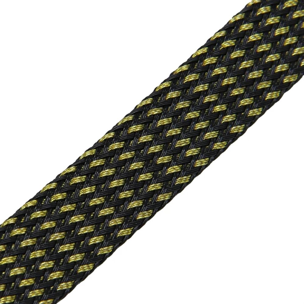 HDNSAUD Cable Sleeve Expandable Cable Sleeve 2mm ~ 40mm Tight Braided High Density Hardness Insulate Line Protect Wire Wrap Gland Sheath(Black Gold,25MM_1 Meters)