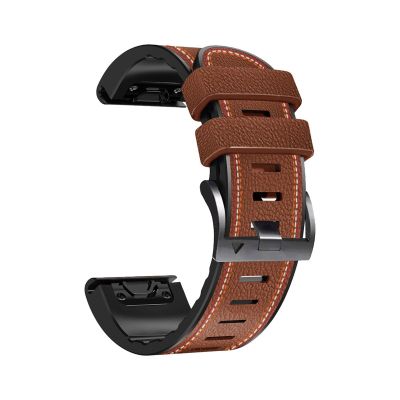 22/26mm Silicone Leather Strap For Garmin Fenix 8 7 7X Pro 47mm 51mm/6 6X Pro Epix Replacement Accessory Wristband Easy Install(Silicone Leather 18,26mm)
