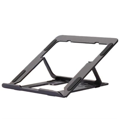 SPXTOM Aluminium Laptop Stand, Foldable, Ergonomic Computer Notebook Holder, 6 Speed Adjustment, Portable Laptop Riser, All Laptops Up to 15.6 Inches(Black)