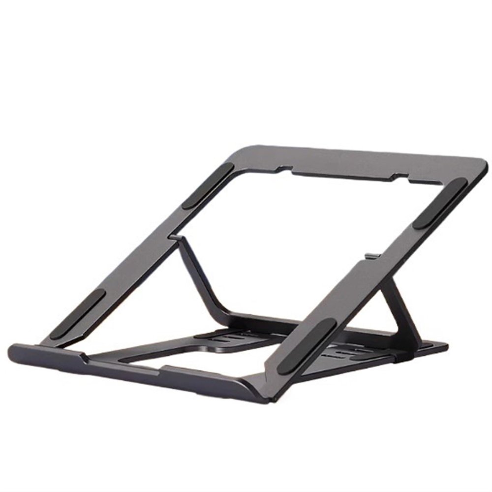 SPXTOM Aluminium Laptop Stand, Foldable, Ergonomic Computer Notebook Holder, 6 Speed Adjustment, Portable Laptop Riser, All Laptops Up to 15.6 Inches(Black)