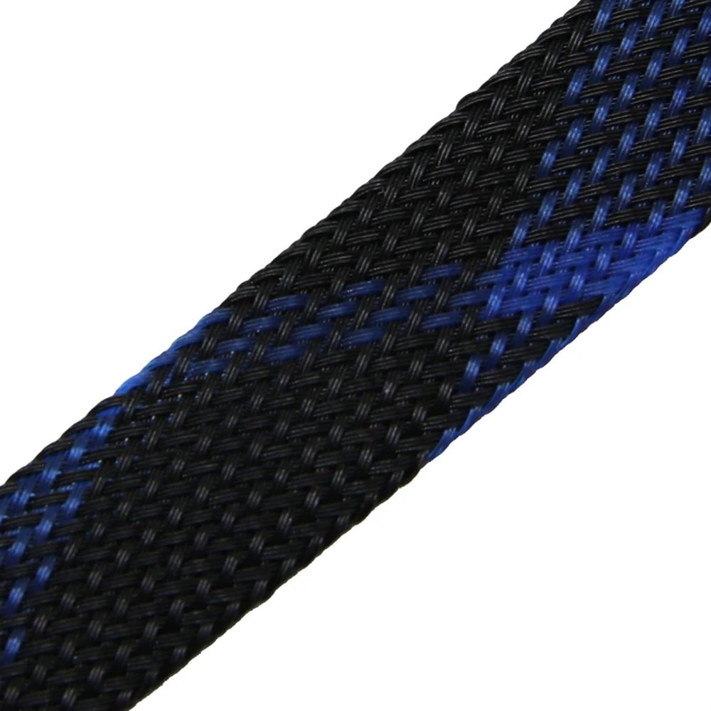 HDNSAUD Cable Sleeve Expandable Cable Sleeve 2mm ~ 40mm Tight Braided High Density Hardness Insulate Line Protect Wire Wrap Gland Sheath(Black Blue Cross,30MM_1 Meters)