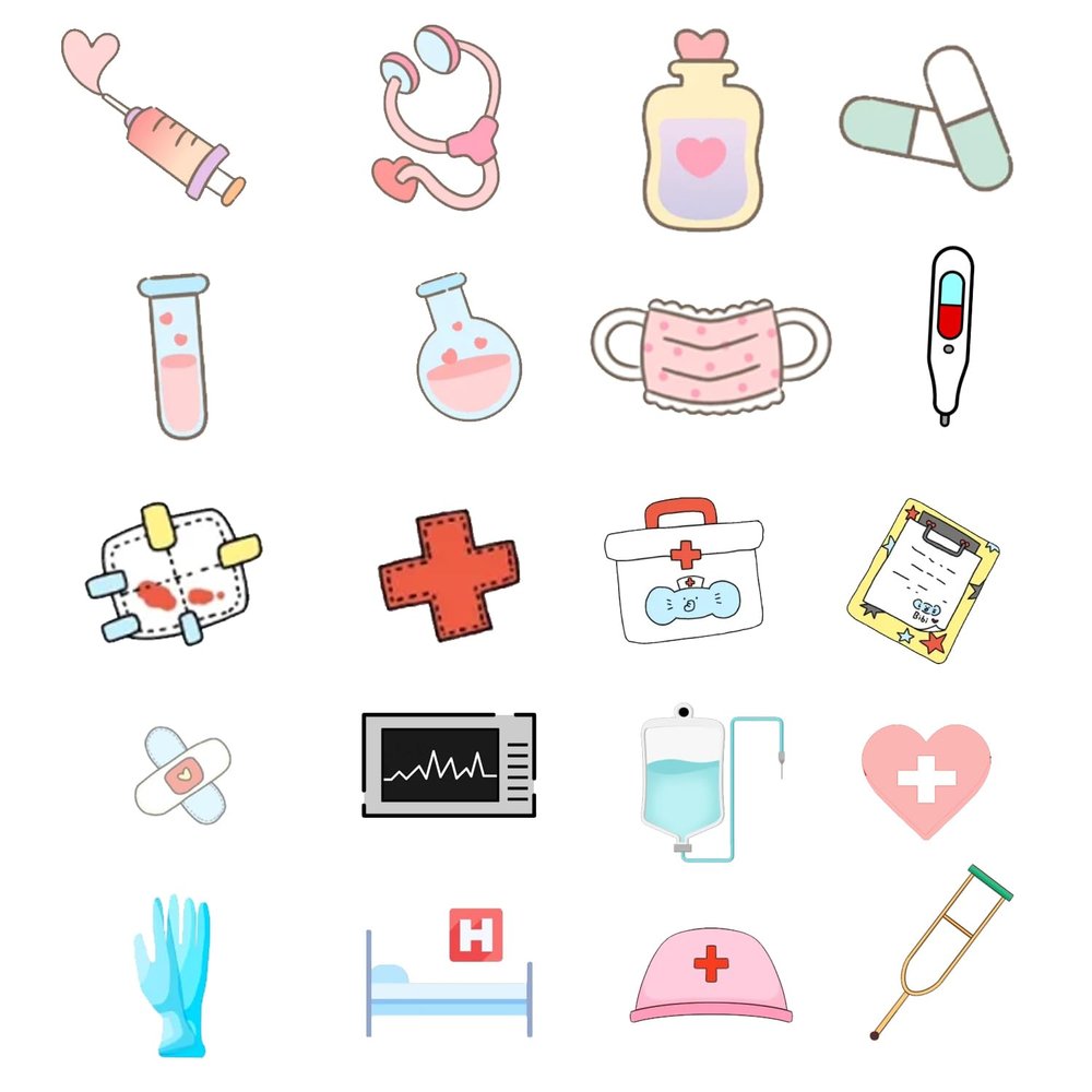 100 Pcs Nurse Stickers 1.25 Inch Healthcare Medical Nursing Nurses Label Medical Stickers for Water Bottle Laptop Nurse Graduation Labels Nurses Accessories for Work