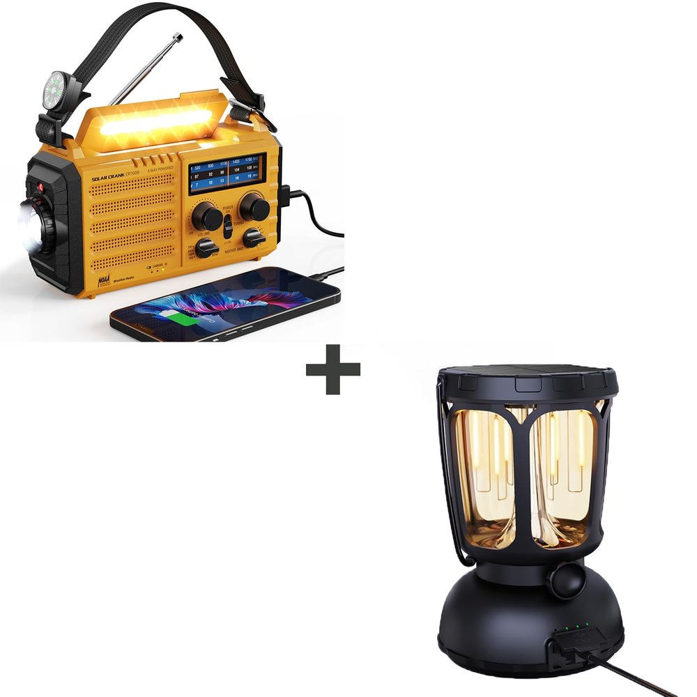 Raynic Emergency Radio & 6000 LED Camping Lantern Rechargeable, Emergency Lights for Home Power Failure, Hurricane