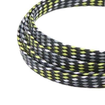 HDNSAUD Cable Sleeve 1/5/20/50M Expanded Braid Sleeve PP Cotton Yarn 4 8 12mm Soft Wire Wrap Insulated Cable Protection Line Harness Cable Sheath(Yellow White Grey,4MM_1 Meter)