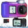 4K 33FT Digital Camera, 48MP Underwater Camera Waterproof Rugged Dustproof Shockproof for Snorkeling Diving, Selfie Dual-Screen Point and Shoot Digital Camera with 32G Card (Gradient Purple) view 1