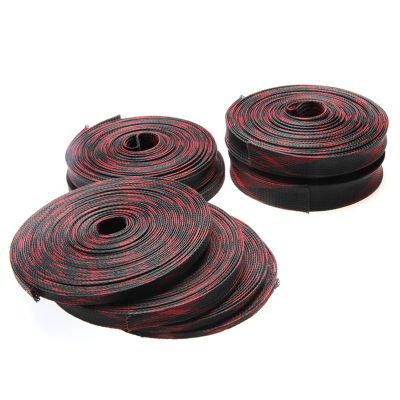 HDNSAUD Cable Sleeve 1M 5M 10M Expandable Braided Cable Sleeve Insulation Wire Protecting Nylon Wire Sheathing 4 6 8 10 12 15 20 25mm(Black Red,25 MM_5 Meter)
