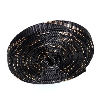 HDNSAUD Cable Sleeve 1M 5M 10M Expandable Braided Cable Sleeve Insulation Wire Protecting Nylon Wire Sheathing 4 6 8 10 12 15 20 25mm(Black Gold,15MM_1 Meter)