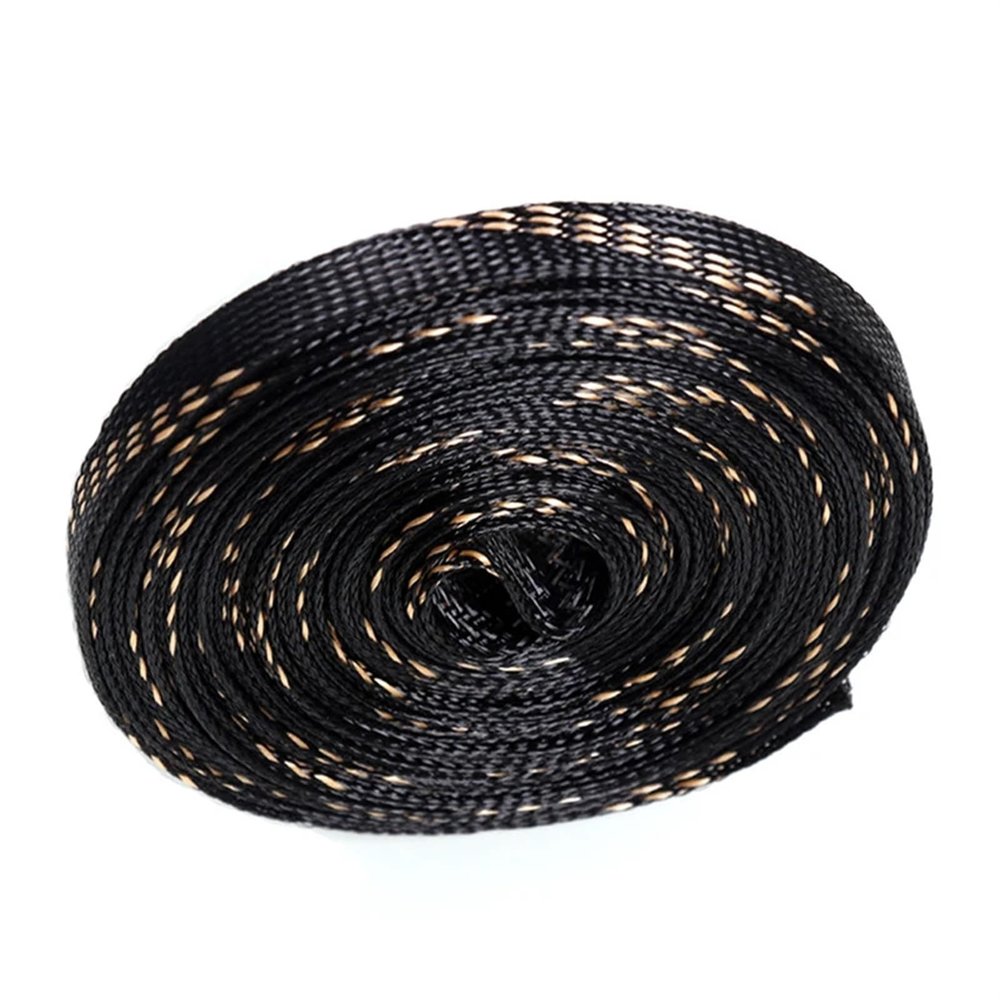HDNSAUD Cable Sleeve 1M 5M 10M Expandable Braided Cable Sleeve Insulation Wire Protecting Nylon Wire Sheathing 4 6 8 10 12 15 20 25mm(Black Gold,15MM_1 Meter)