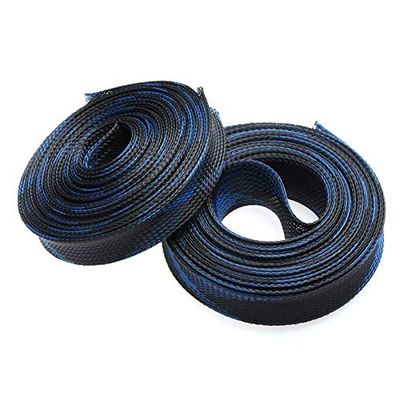 HDNSAUD Cable Sleeve 1M 5M 10M Expandable Braided Cable Sleeve Insulation Wire Protecting Nylon Wire Sheathing 4 6 8 10 12 15 20 25mm(Black Blue,4MM_10 Meter)