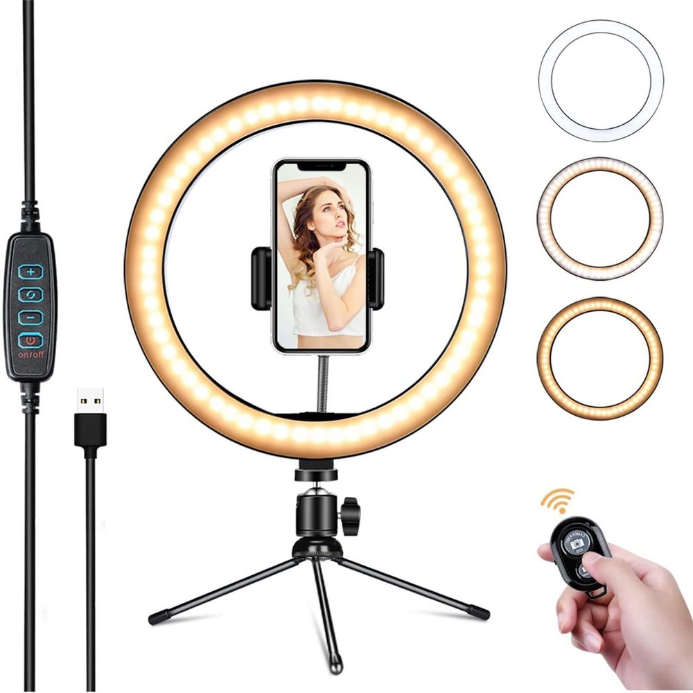 10inch Ring Light with 160CM Selfie Stick Tripod Live Broadcast Light Makeup LED Beauty Selfie