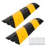 3.3 ft Rubber Speed Bump, 2 Pack 2-Channel Modular Traffic Driveway Speed Bump, Heavy Duty Cable Protector Ramp with Bolts for Asphalt, Concrete, Garage, Gravel Roads view 3