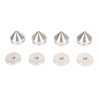 Aluminum Alloy Speaker Isolation Feet Pads, Low Harmonic Vibration, 4 Sets Amps, Turntables, Subwoofers (Silver)