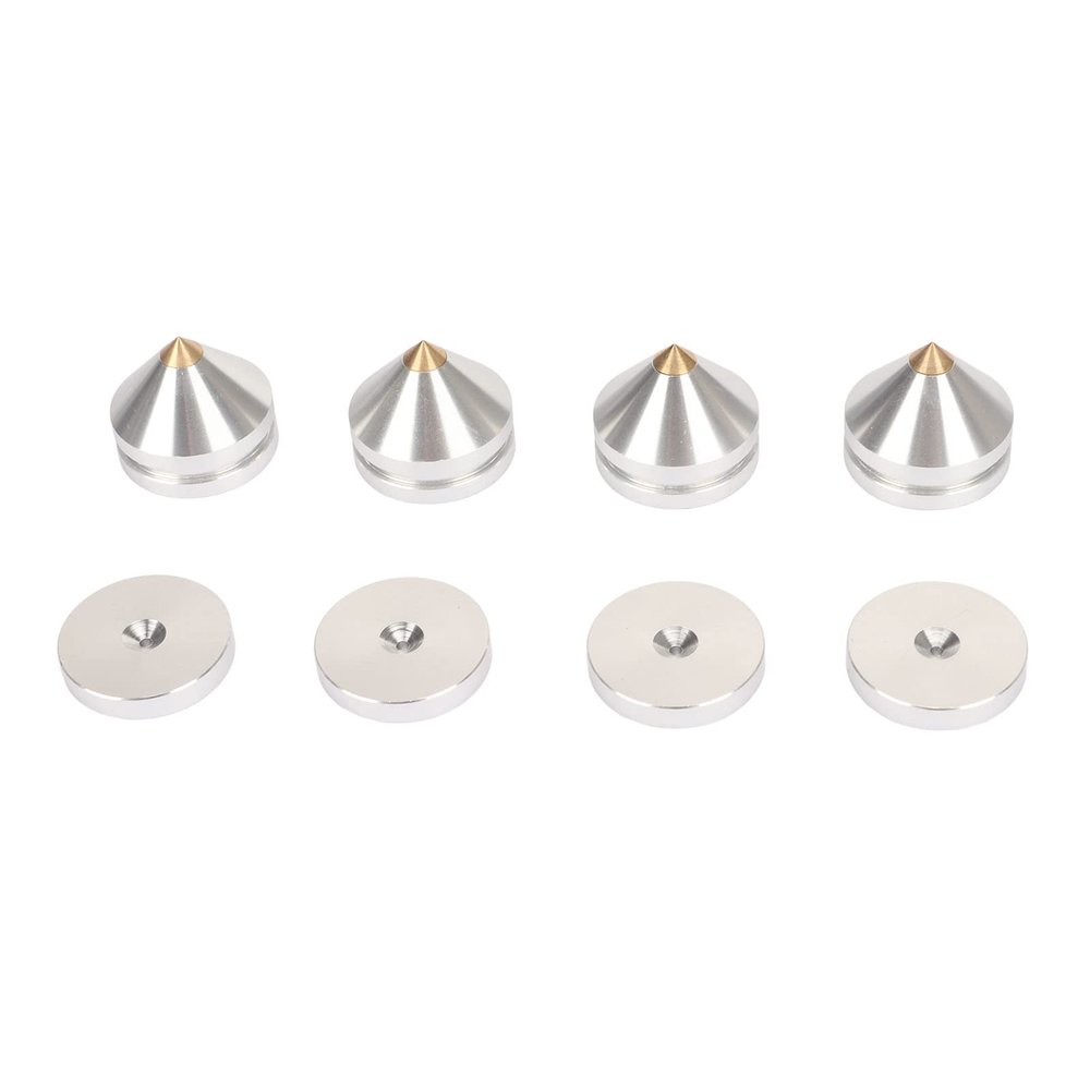 Aluminum Alloy Speaker Isolation Feet Pads, Low Harmonic Vibration, 4 Sets Amps, Turntables, Subwoofers (Silver)