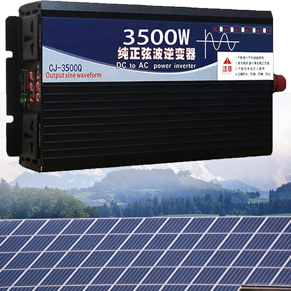 Auto Pure Sine Wave Inverter 3500W 4000W 5000W Voltage Converter DC 12V 24V 48V 60V 72V to AC 110V220V230V240V Inverter Voltage Converter Car Power Inverters Transformer with Socket (60Vto220V,3500W)
