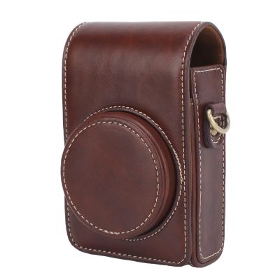 Acouto PU Leather R Camera Case Bag with Shoulder St for GR2/GR3 Camera Brown Stylish for Series Cameras (Coffee)