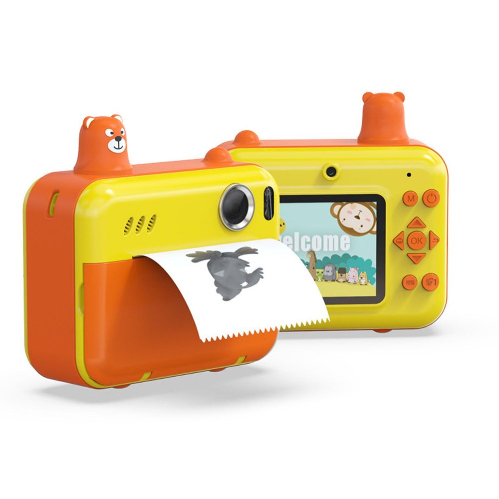 Instant Print Digital Camera, 1080P 8MP Digital Camera with 2.4inch Screen, 1000mAh Battery, Multifunctional Thermal Camera (Yellow)