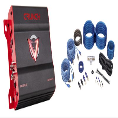 Audiosavings Bundle: (1) Crunch DR-2525.4D 2525 Watt 4-Channel Amplifier Class D Car Audio Amp & (1) Rockville RWK42 4 Gauge 4 Chan Car Amp Wiring Installation Wire Kit (2) RCA's (2 Items)