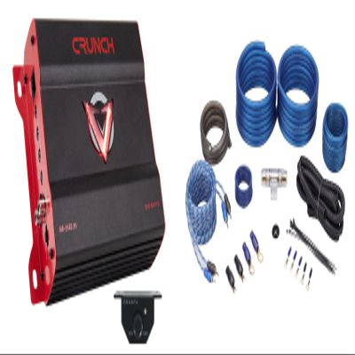 Audiosavings Bundle: (1) Crunch DR-2125.1D 2125 Watt Mono Amplifier 2 Ohm Class D Car Audio Amp & (1) Rockville RWK41 4 Gauge Complete Car Amp Wiring Installation Wire Kit with RCA's (2 Items)