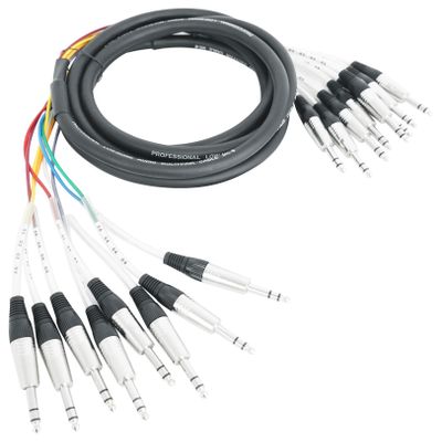 Rockville SQ812 8 Channel 12 Foot 1/42/4" TRS Snake Cable, Oxygen-Free Copper, Dual Shielding, Color-Coded, for Studio and Live Sound