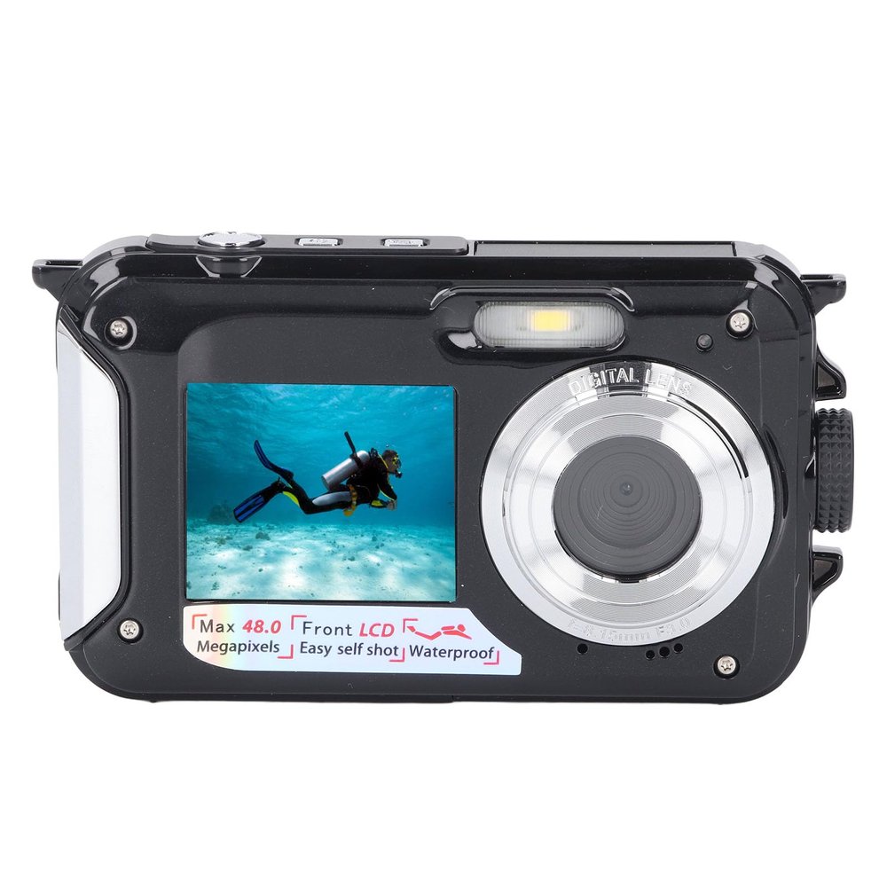 Wisoqu 2.7K 48MP Underwater Camera, 10FT Camera with 2.8 Inch Rear Screen and 1.8 Inch Front Screen, Smart Face Detection, 16X Digital Zoom