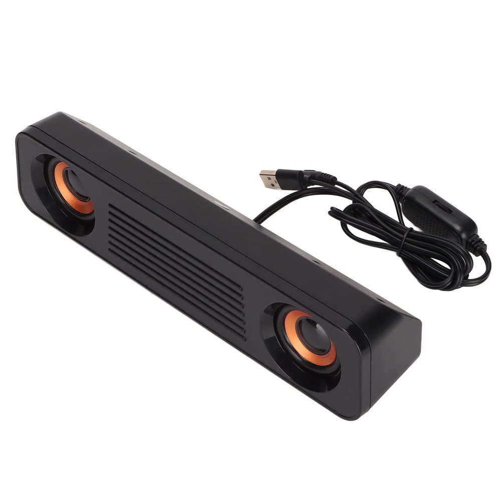 VINGVO Computer Speakers, Desktop Speakers Wired Speaker HiFi Stereo Subwoofer USB Powered 3.5mm Plug Portable Desktop Long Speaker for TV Computer