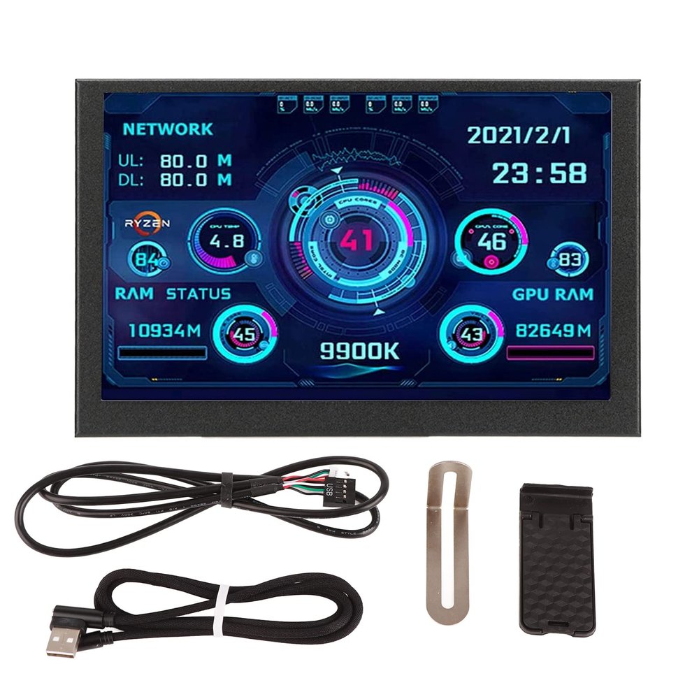 5in Computer Temp Monitor, 800x480 PC Temperature Display Mini HDMI USB Secondary Screen PC CPU GPU RAM Data Monitor