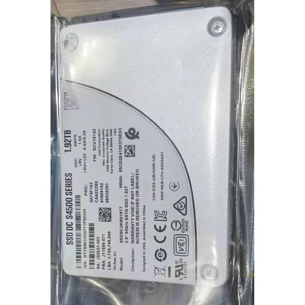 2.5" 6Gb/s SATA SSD 1.92T for SSD DC S4500 Series 1.92TB