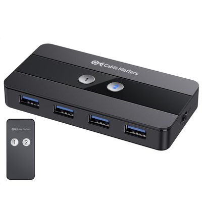 Cable Matters Dual 4K 60Hz USB C KVM Switch for 2 Computers 2 Monitors (Not Work with Desktop PCs or Chromebooks) with RF Remote Control, HDMI, DisplayPort & 4X USB 3.0 Compatible with Thunderbolt 4