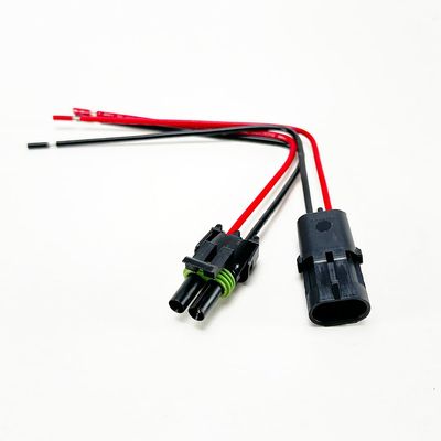 Aptiv (Delphi) Weatherpack 2 Pin Connector Pigtail Kit (12010973, 12015792), 14AWG USCG Certified 8.5" Tinned Boat Wires (Made in USA)