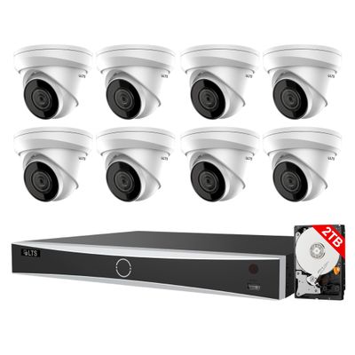 LTS 8CH Kit LTN8708D-P8N with 2TB HDD + CMIP1042W-28MA 8-ch PoE 4K NVR w/ 2TB HDD + 4MP Turret IP Cameras (8 Cameras)