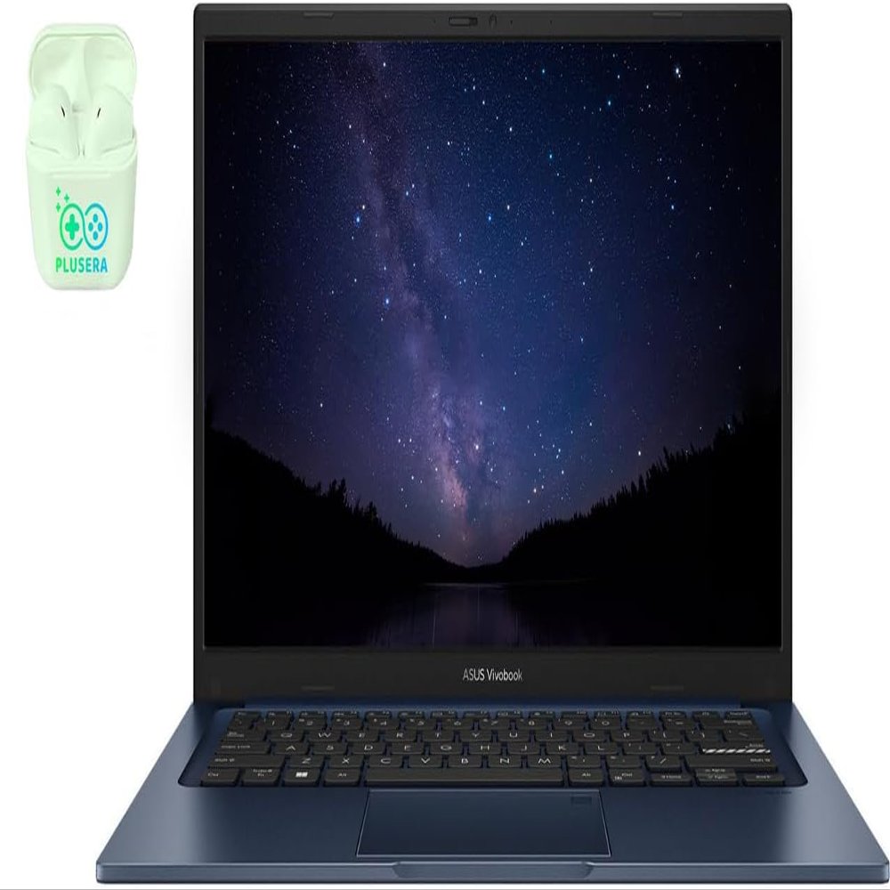 ASUS 14" FHD Vivobook Business & Student Laptop Computer, Windows 11, Camera Privacy Shutter, PLUSERA Earphones (Intel Core i3, 12GB RAM | 256GB SSD)