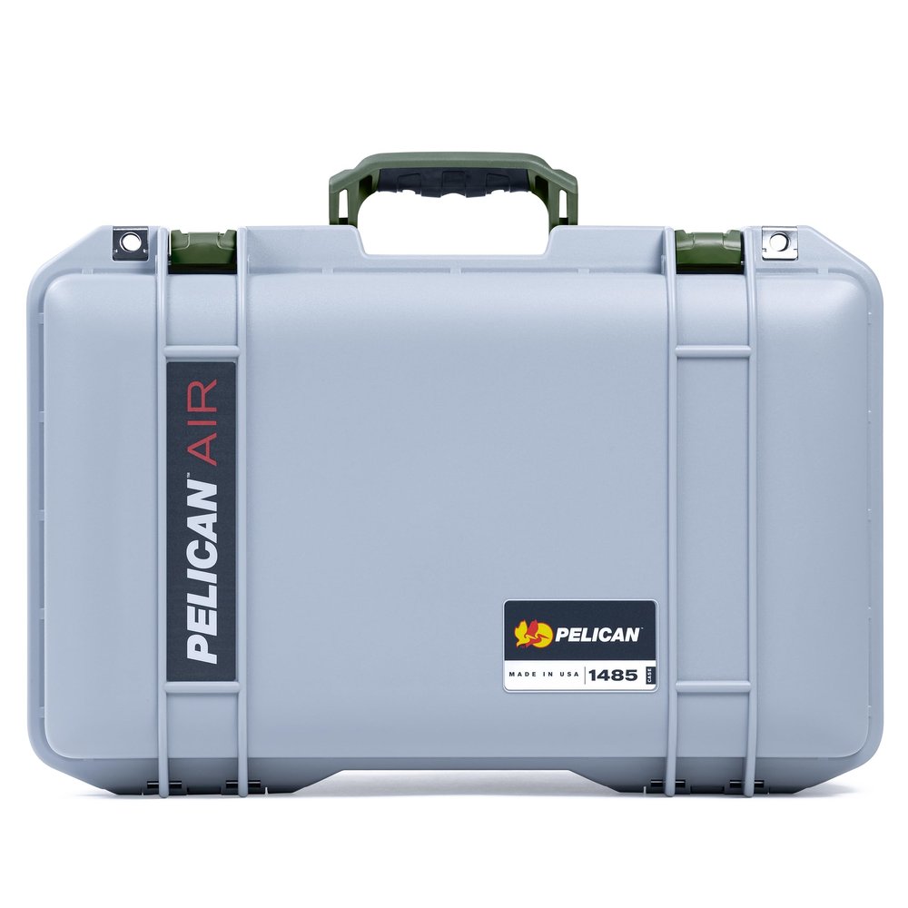 Pelican Silver 1485 Case - Comes Empty - OD Green Handles & Latches.