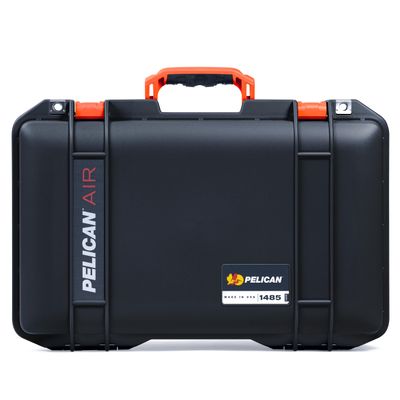 1485 Black Pelican Air Case with Orange Handles & Latches - Comes with Pluck Foam Interior