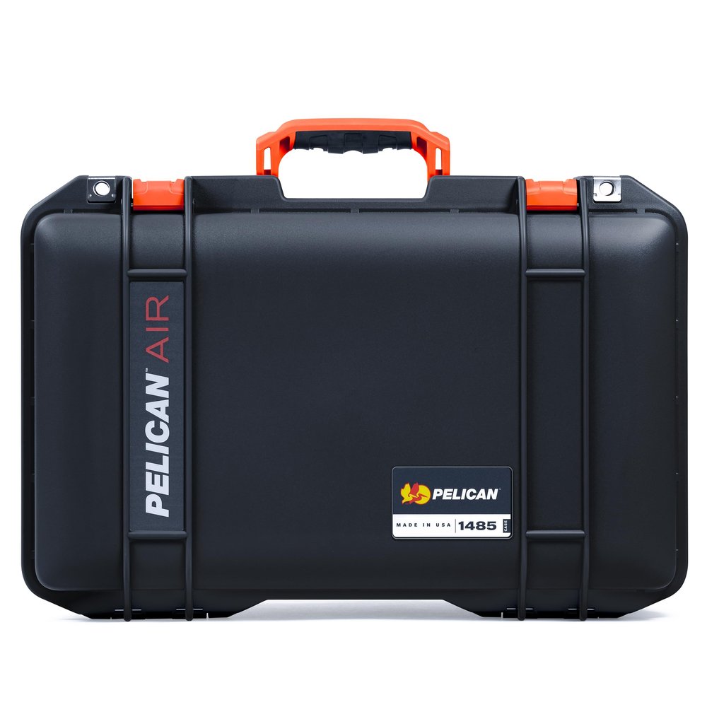 1485 Black Pelican Air Case with Orange Handles & Latches - Comes with Pluck Foam Interior