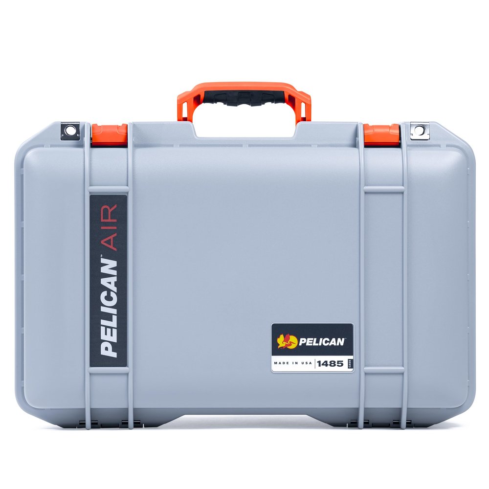 Silver Pelican 1485 Air case - Comes with Foam - Orange Handle & latches.