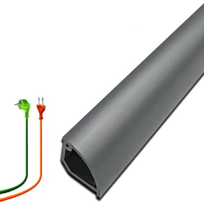 LFPSVC Wire Hidden Strip for Floor, 1 2 3 4 5 M Long Lines Management Organizer/Cord Concealer Systems - Hold 2-5 Cables, Width: 12mm(Grey Holds 2 Wires,L 1m/3.3ft)