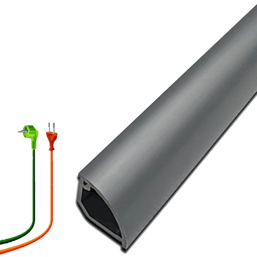 LFPSVC Wire Hidden Strip for Floor, 1 2 3 4 5 M Long Lines Management Organizer/Cord Concealer Systems - Hold 2-5 Cables, Width: 12mm(Grey Holds 2 Wires,L 1m/3.3ft)