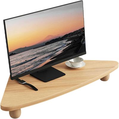 LGEOELIAS Monitor Stand Triangle Corner Monitor Stand Solid Wood, Computer Screen Storage Risers for Saving Space, Tabletop Organization Ergonomic Laptop Holder
