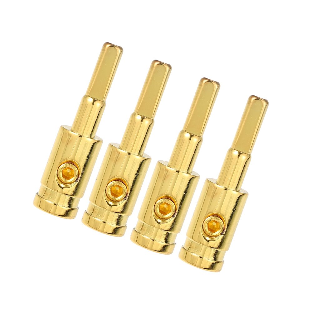 Motoforti 4pcs Amp Input Reducer Copper 8 Gauge Car Stereo Audio AWG Pin Power Ground Wire Reducer Gold Tone Long-Lasting
