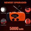 iRonsnow Solar Emergency Hand Crank Weather Radio, Portable Self Powered NOAA AM/FM Radios with SOS Alarm LED Flashlight 5000mAh Power Smart Phone USB Charger for Camping (5000mAh Orange) view 3