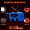 iRonsnow Solar Emergency Hand Crank Weather Radio, Portable Self Powered NOAA AM/FM Radios with SOS Alarm LED Flashlight 5000mAh Power Smart Phone USB Charger for Camping (5000mAh Blue) view 3