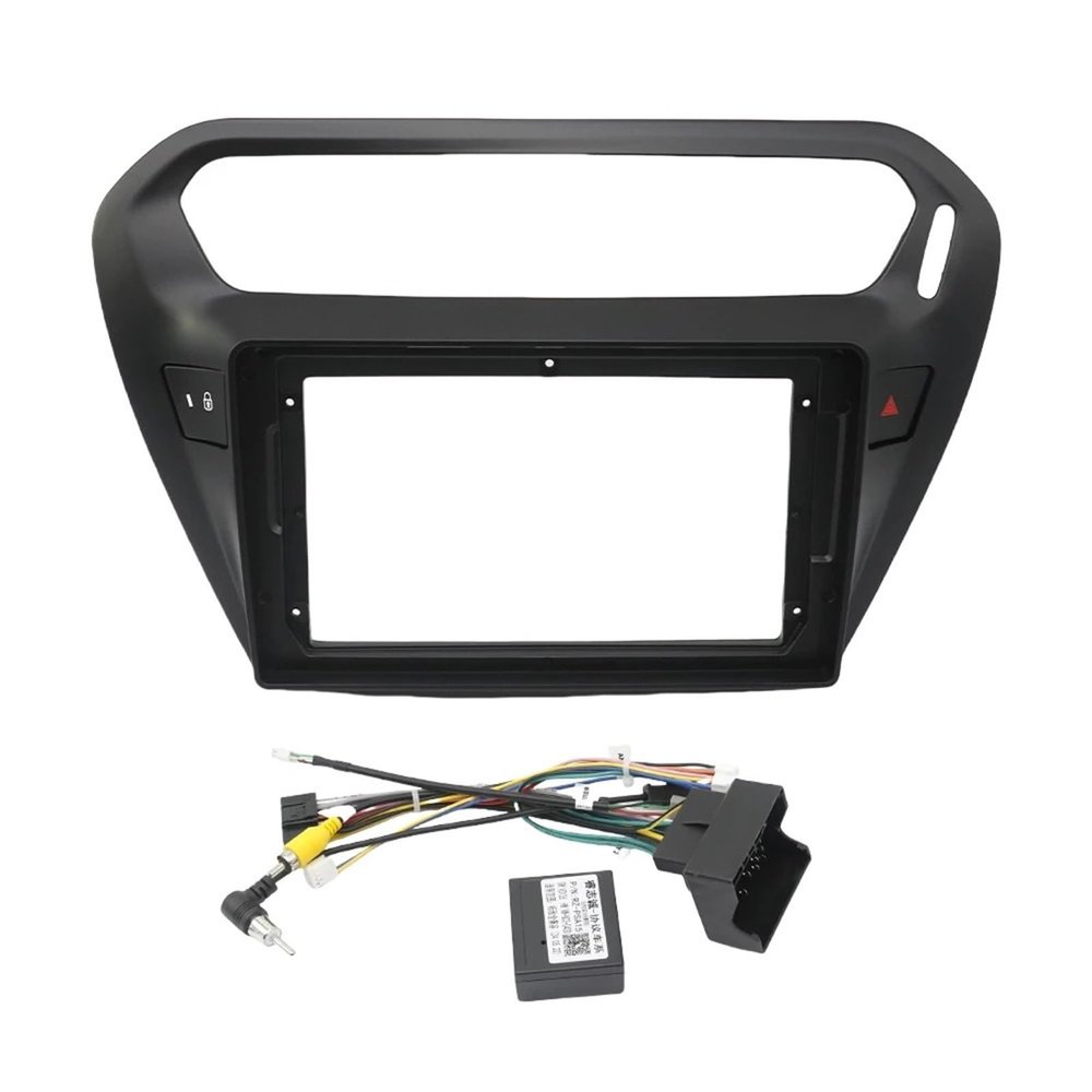 9 INCH Car Fascia Radio Android DVD Panel Dash Kit Install Adapter Console Frame Bezel Compatible with Peugeot 301 CITRON ELYSEE 2014-2018(Frame Cable black)