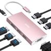 USB C Docking Station Dual Monitor Adapter for Dell HP, Laptop Docking Station 3 Monitors Quadruple Display USB C Hub Dongle to 4K HDMI+DisplayPort+VGA,3 USB2.0,100W PD, 8 in 1 Thunderbolt Dock view 1