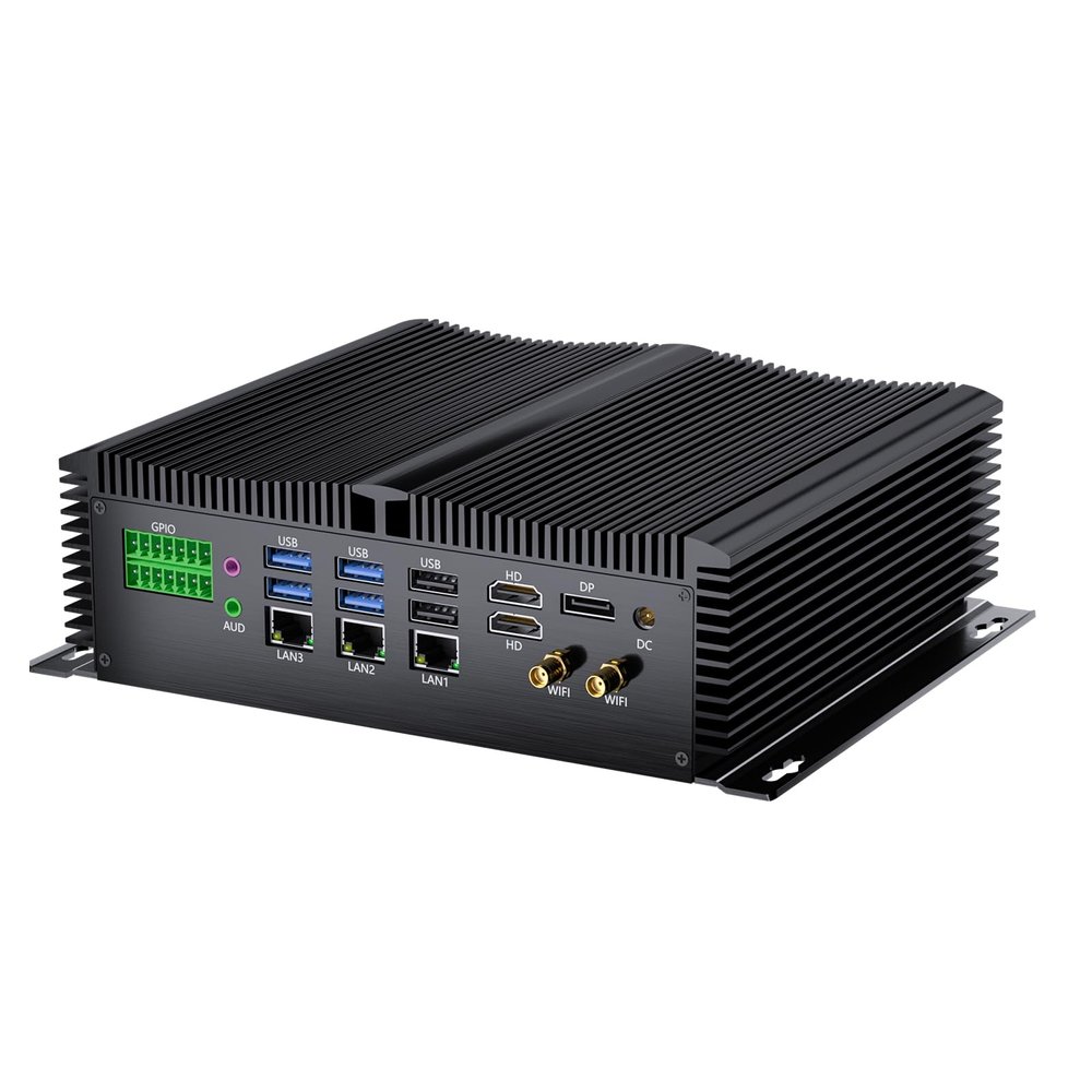 msecore Fanless Industrial PC, Mini Desktop Computer with i7-1260P, 8G RAM 256G SSD, COM R232/ 422/485, Triple 2.5G LAN, GPIO, 4K, Wi-Fi, WOL Support, Wide Voltage, 2*HDMI, 1*DP, Windows 11 Pro