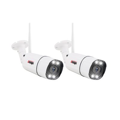 Add on 3MP WiFi Surveillance Cameras Indoor Outdoor, Color Night Vision, Plug-in, Two Way Audio, AI Face/Motion Detection, Security Camera Replacement, 2 PCS