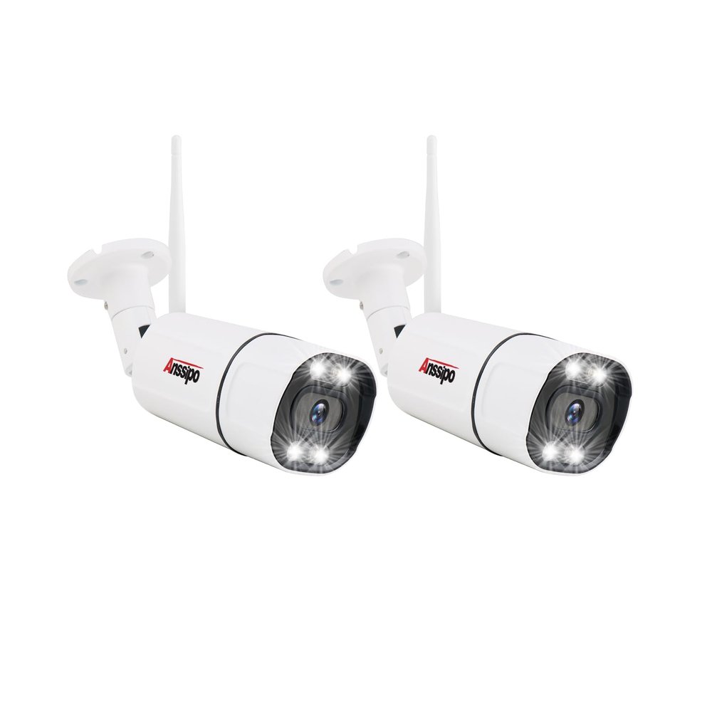 Add on 3MP WiFi Surveillance Cameras Indoor Outdoor, Color Night Vision, Plug-in, Two Way Audio, AI Face/Motion Detection, Security Camera Replacement, 2 PCS