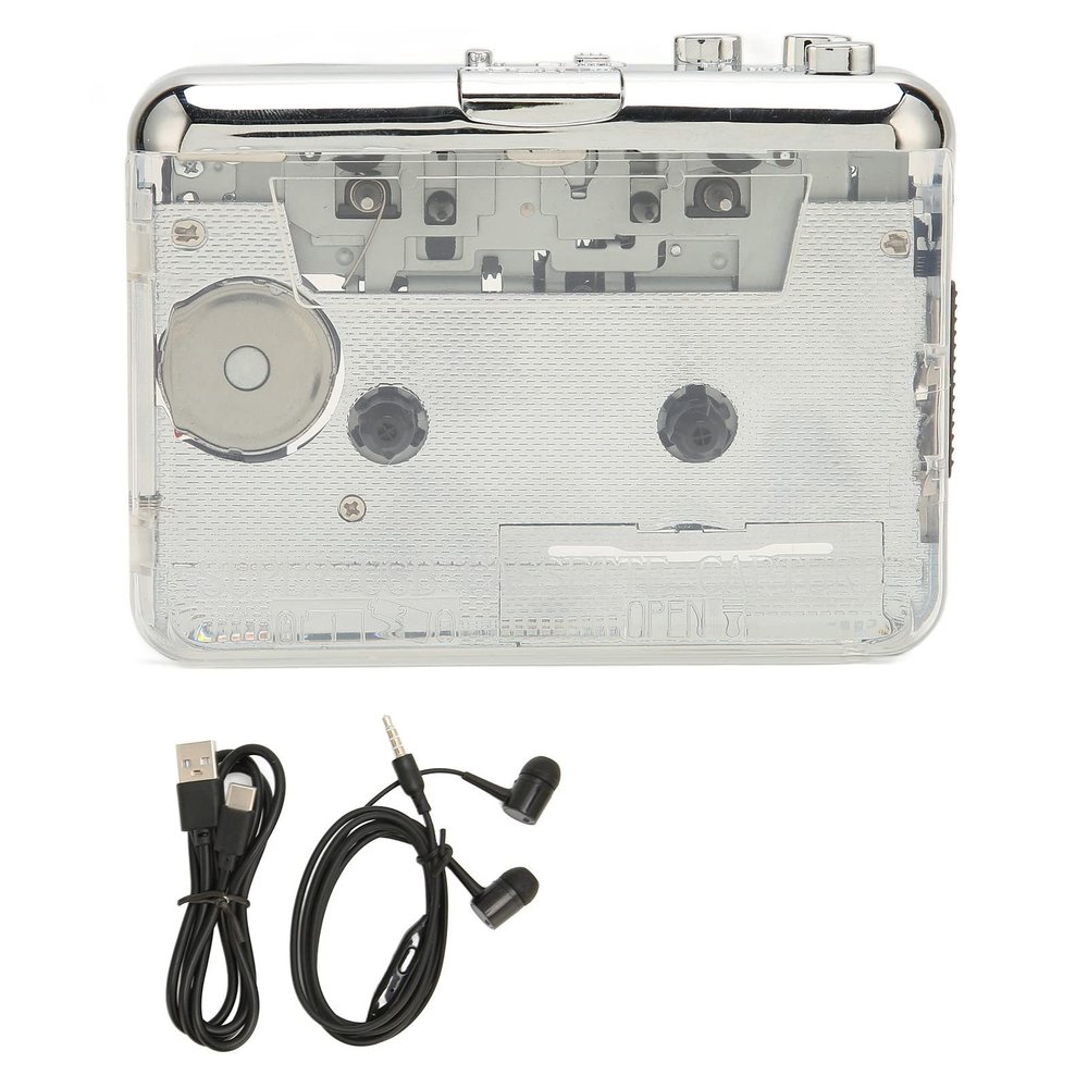 Mtlavishness Auto Reverse Clear Cassette Player Portable 16. 011. 04. 0 Cassette Player Cassette Tape to Mp3 Player with 3. 5Mm Headphone Compatible with for and Pc Cassette