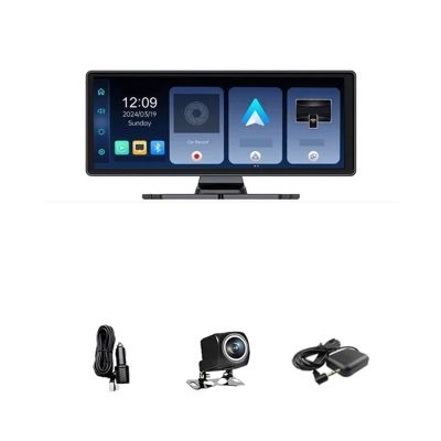 10.26" 4K Dash Cam Carplay Compatible for Android Auto Car Dvr Rotation Dual Lens Dashcam Truck Camera Drive Recorder(C3G,128GB)