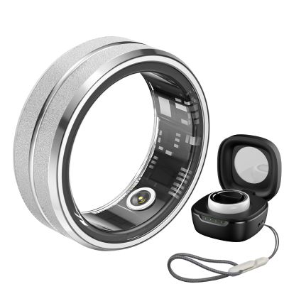 JXYQZD Smart Ring, 2024 New Fitness Tracker Ring with Charging Case, IP68 Waterproof, Heart Rate, Blood Oxygen, Sleep Tracker, for Women Men(Silver,17.4 mm)
