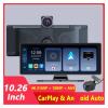 10.26" 4K Dash Cam Carplay Compatible for Android Auto Car Dvr Rotation Dual Lens Dashcam Truck Camera Drive Recorder(C3,32GB) view 2
